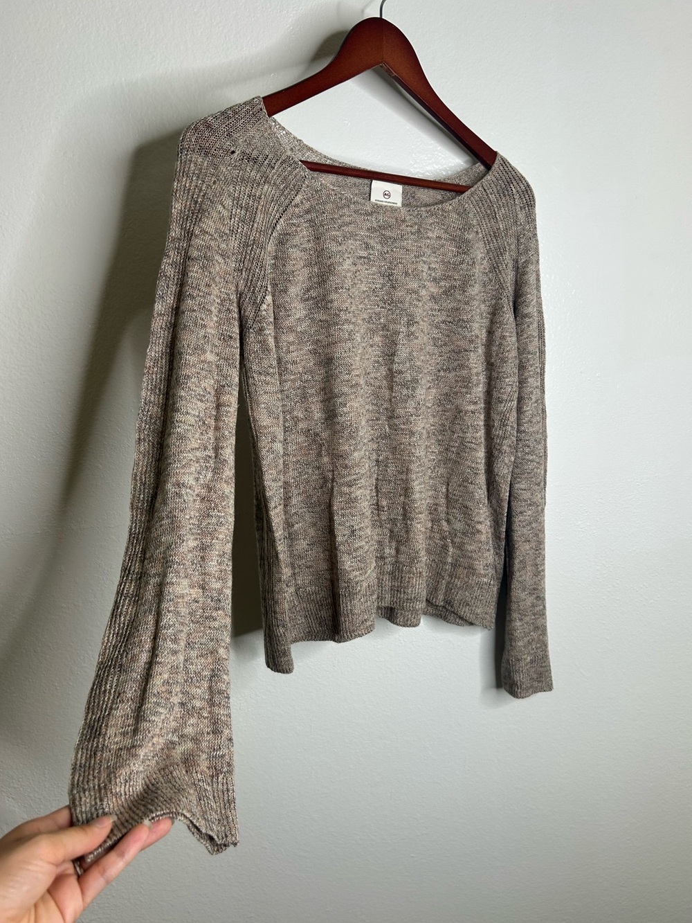 AG Cotton Linen Knit Lightweight Wide Sleeve Neutral Sweater Size Small